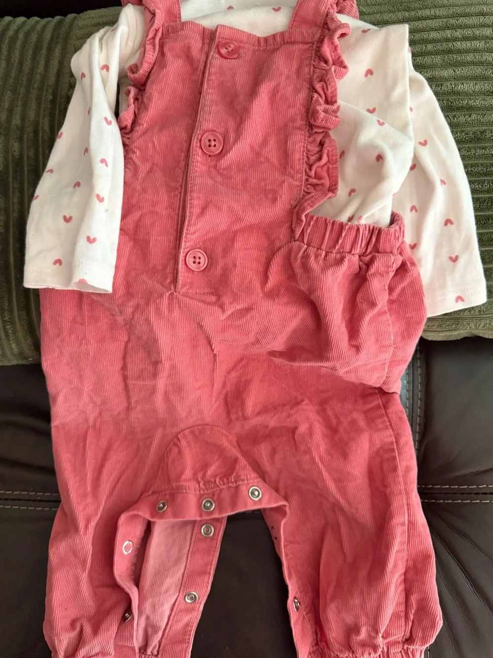 Carters Pink Corduroy Overalls Set & Floral Pink Footed One-Piece Set for Kids